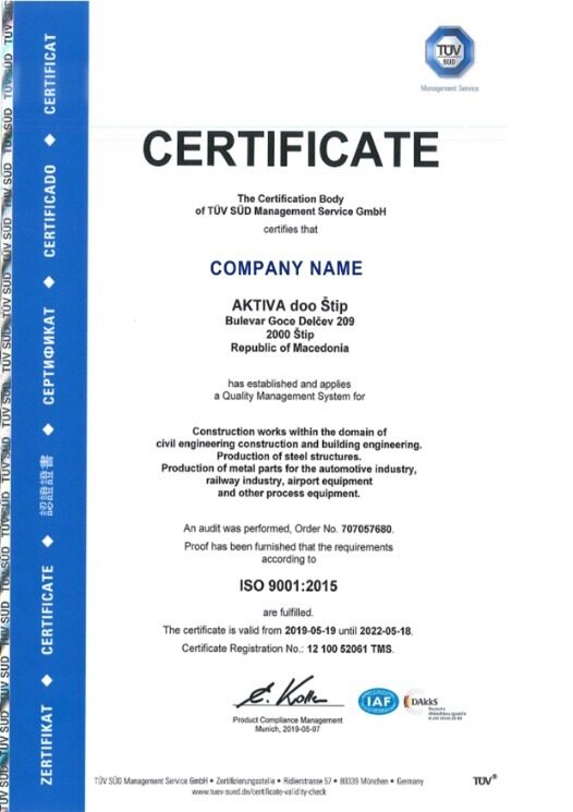 Macedonia Certificate of Registration PSD template