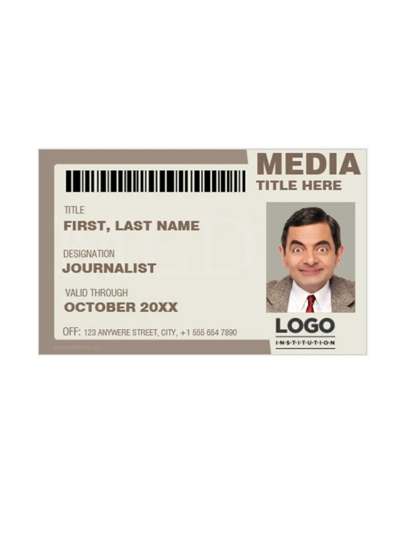 Media Hub press company pass document template in PSD format