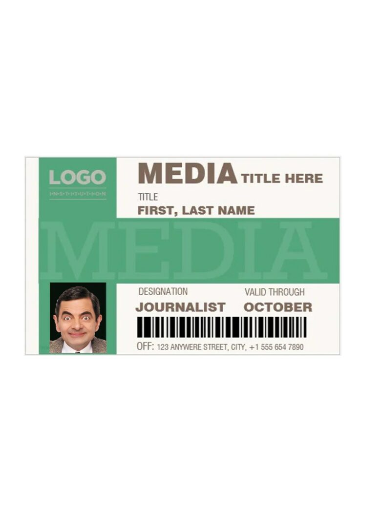 Media company pass badge document template in PSD format