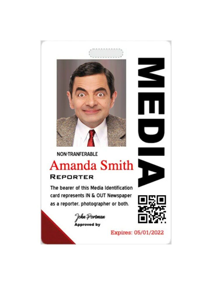 Media identification card badge template in PSD format