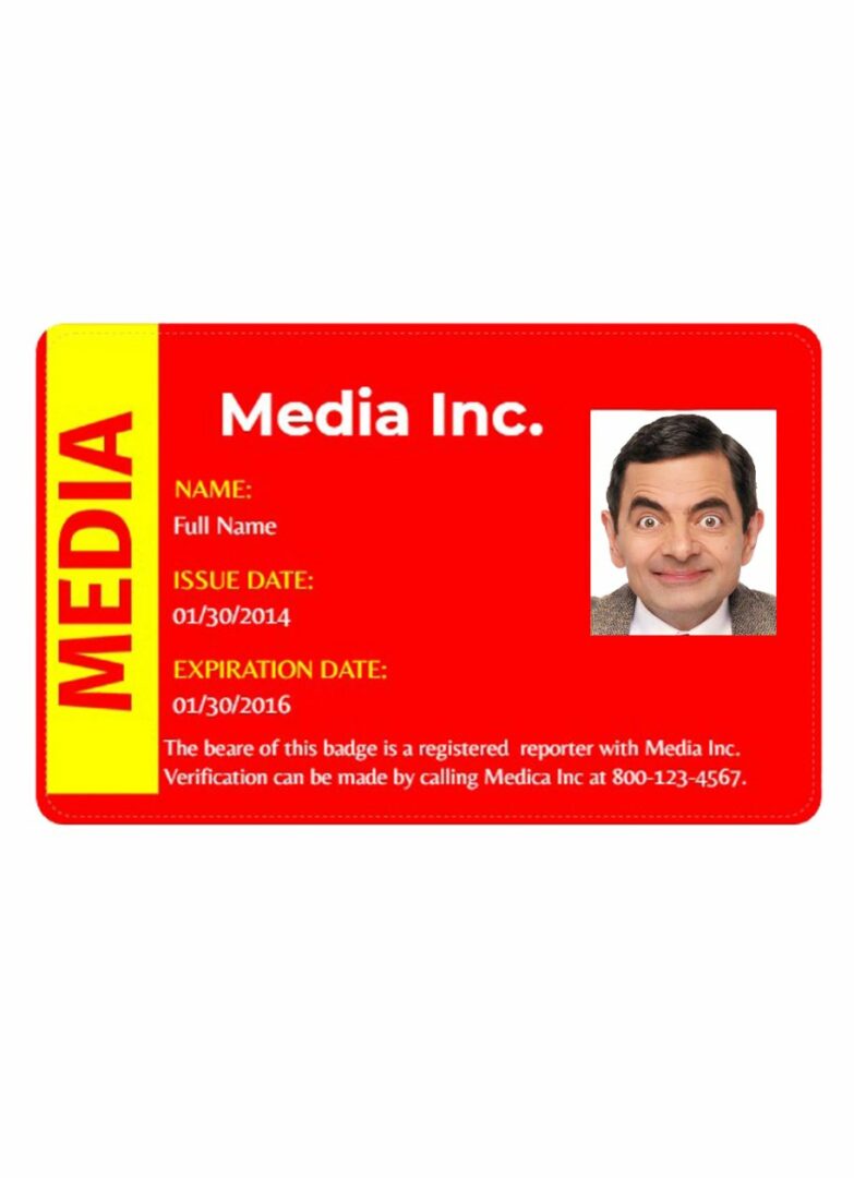 Media pass card template in PSD format