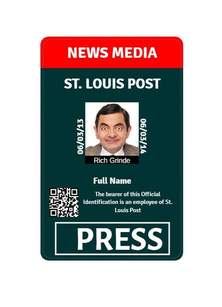 Media press pass document template in PSD format