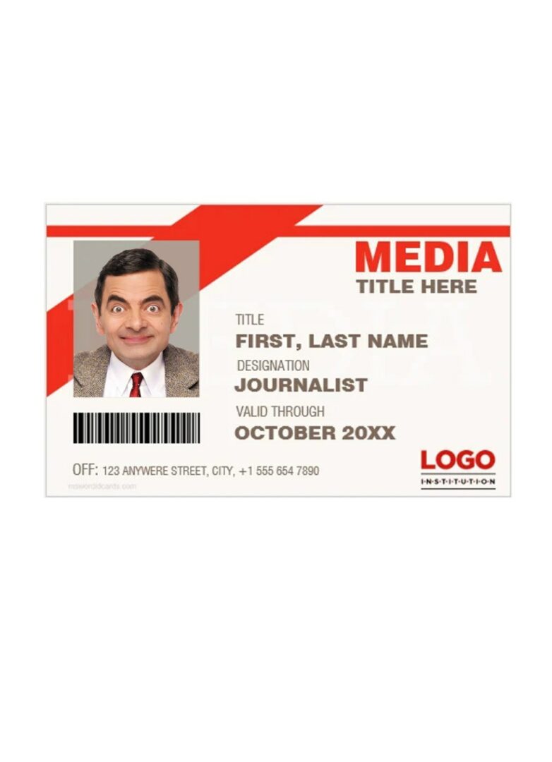 Mediavibe press company pass card template in PSD format