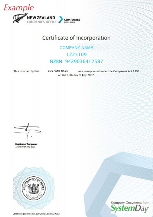 New Zealand certificate of registration PSD template