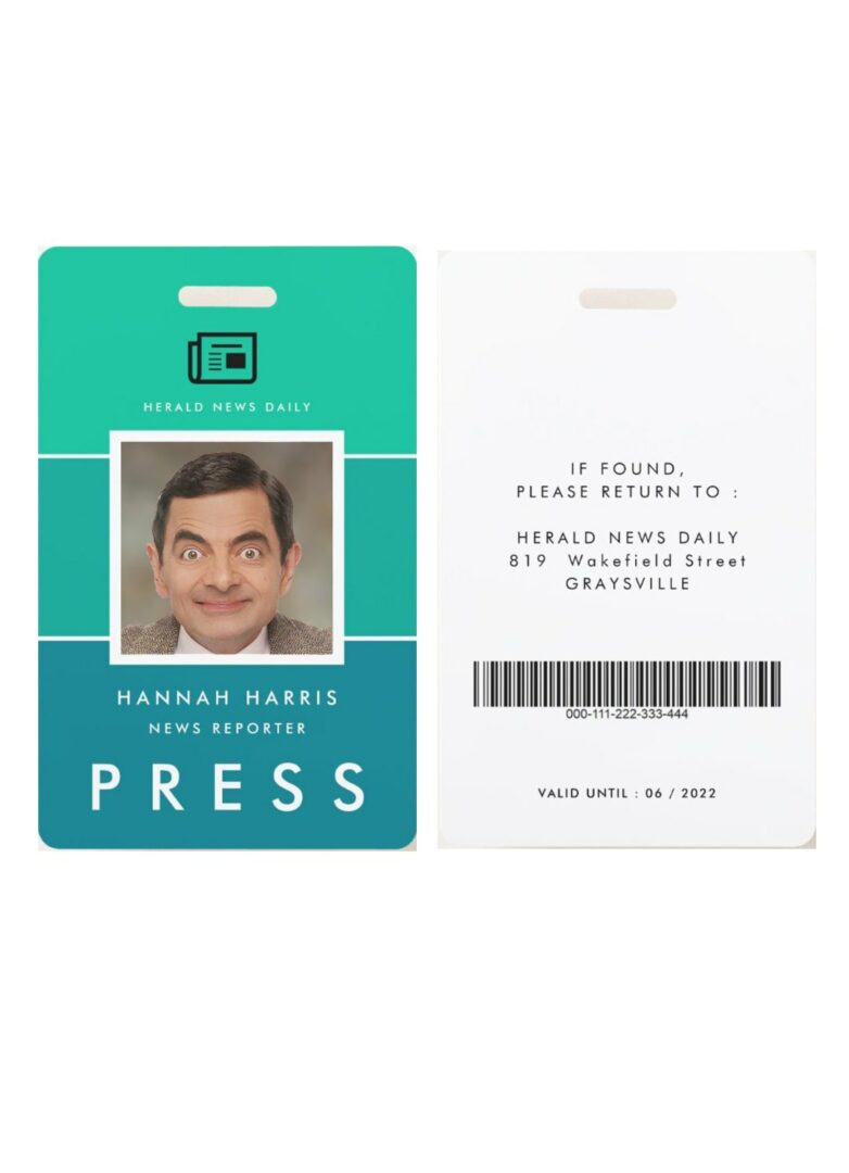 News reporter access badge template in PSD format