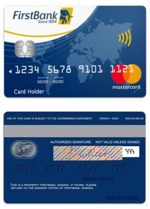Nigeria FirstBank mastercard template in PSD format