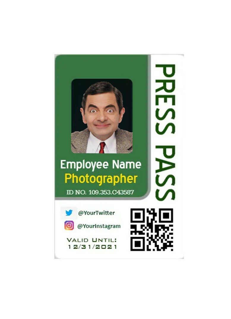 Photographer pass documentation template in PSD format
