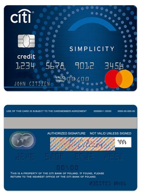 Poland CitiBank simplicity mastercard template in PSD format