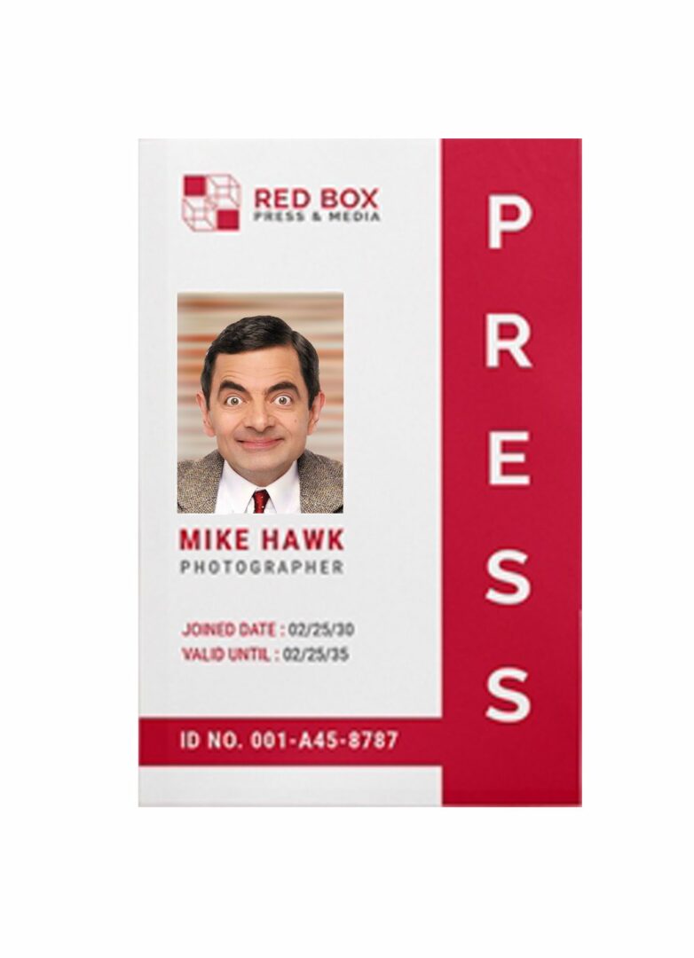 Press & Media pass document template in PSD format