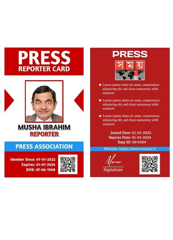 Press association pass badge template in PSD format