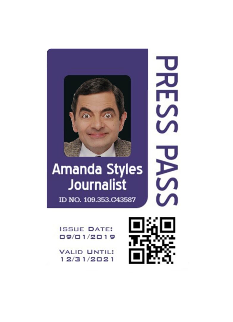 Press journalist access document badge template in PSD format