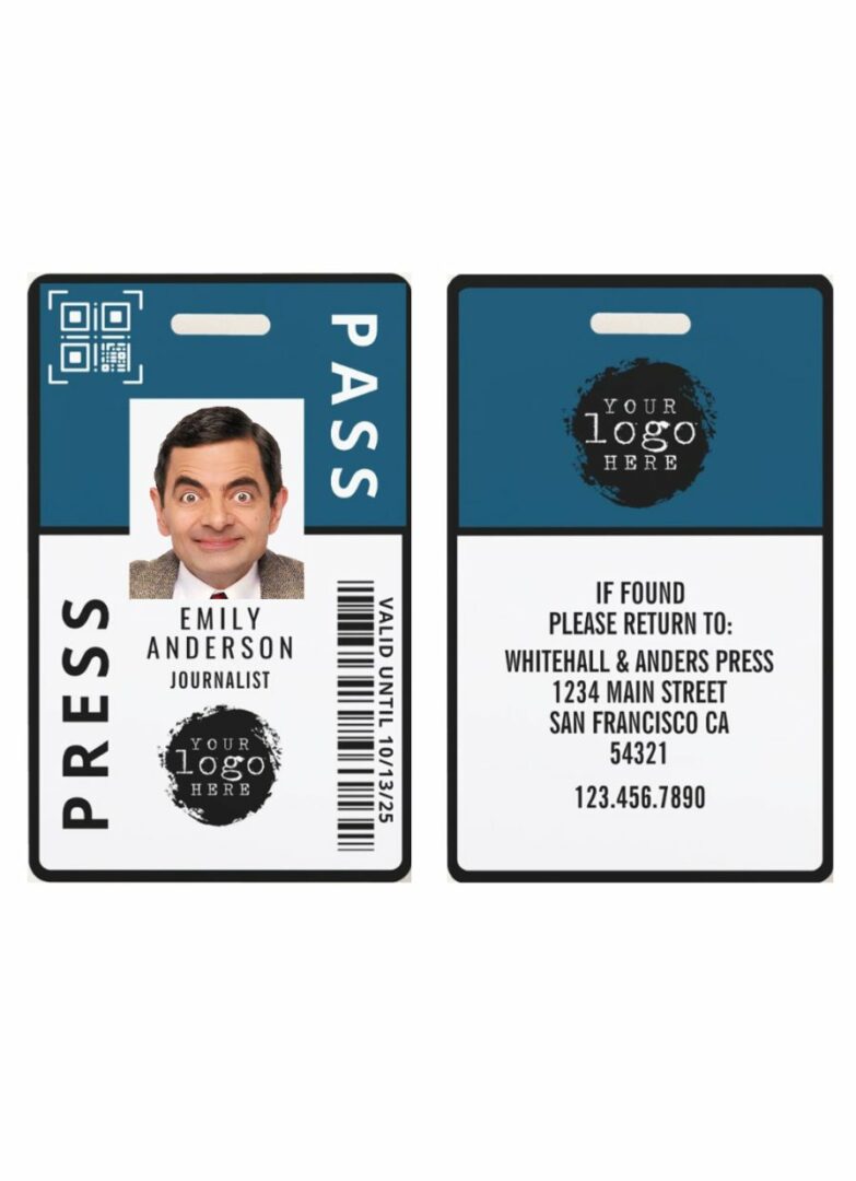 Press pass access card template in PSD format