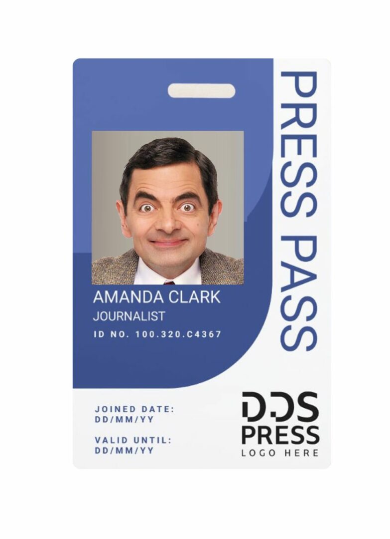 Press pass badge document template in PSD format