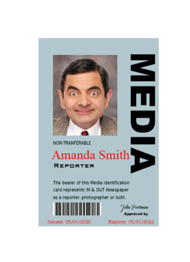 Press pass badge template in PSD format