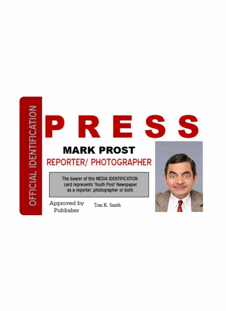 Press photographer official identification template in PSD format