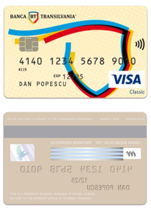 Romania BT Bank visa classic card template in PSD format