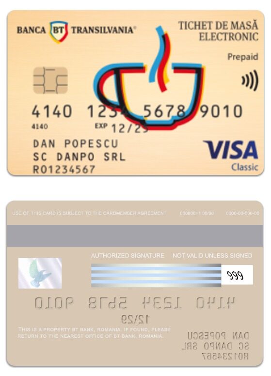 Romania BT Bank visa prepaid classic card template in PSD format