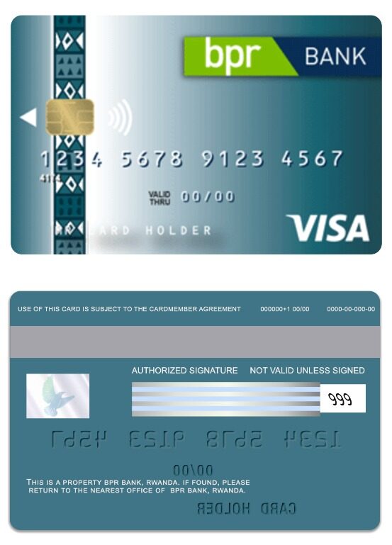 Rwanda BPR Bank visa classic credit card template in PSD format