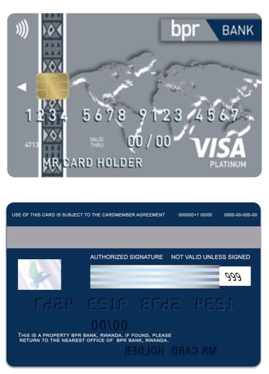Rwanda BPR Bank visa platinum card template in PSD format