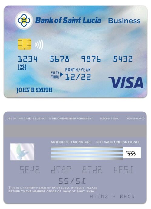 Saint Lucia Bank of Saint Lucia visa business card template in PSD format