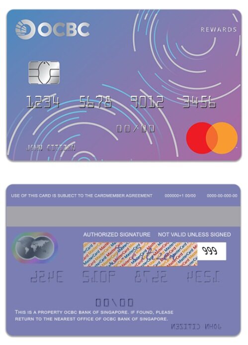 Singapore OCBC Bank rewards mastercard template in PSD format