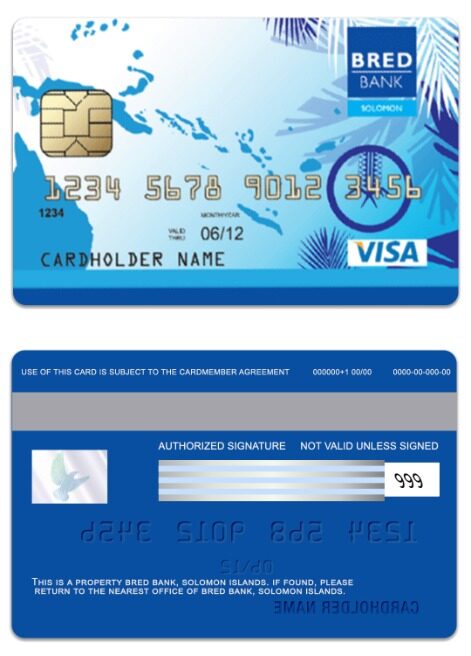 Solomon Islands BRED Bank visa individual card template in PSD format
