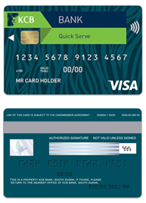 South Sudan KCB Bank visa card template in PSD format