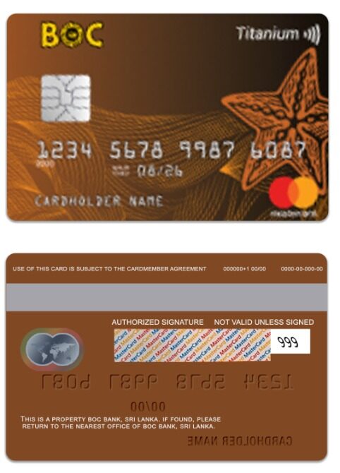 Sri Lanka BOC Bank titanium mastercard template in PSD format
