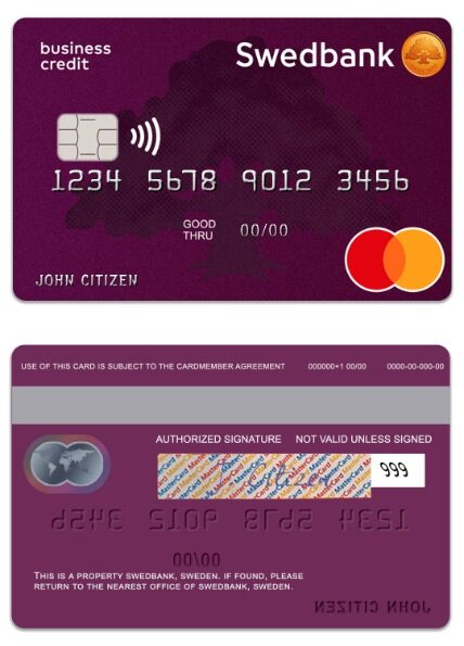 Sweden SwedBank credit mastercard template in PSD format