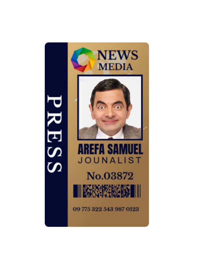 TV journalist press pass card template in PSD format