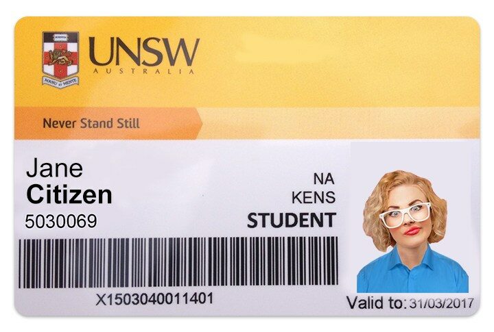The University of New South Wales Student ID template in PSD format