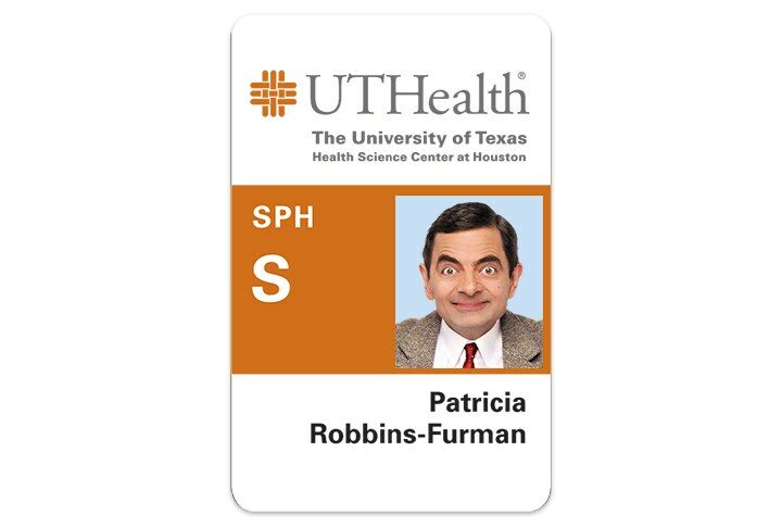 The University of Texas Health Science Center at Houston vertical Student ID template in PSD format