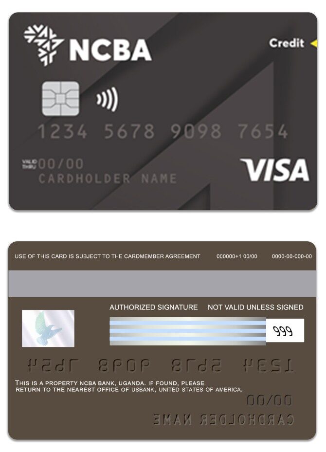 Uganda NCBA Bank visa classic credit card template in PSD format