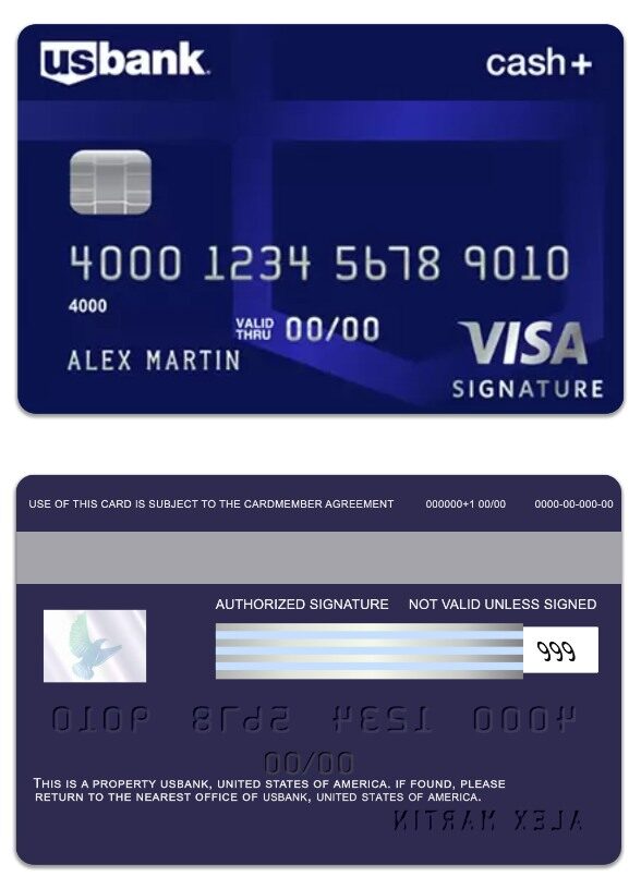 United States of America US Bank visa signature card template in PSD format