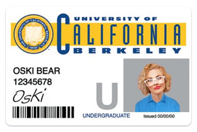 University of California, Berkeley Student ID template in PSD format