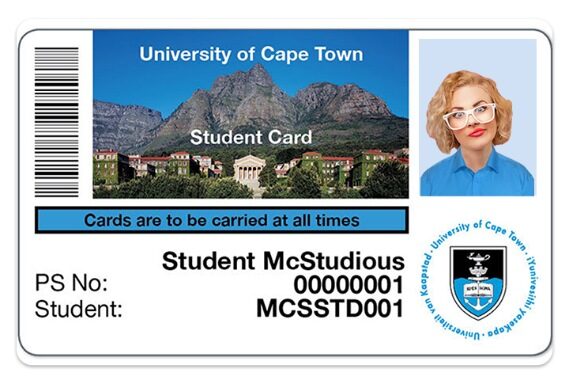 University of Cape Town Student ID template in PSD format