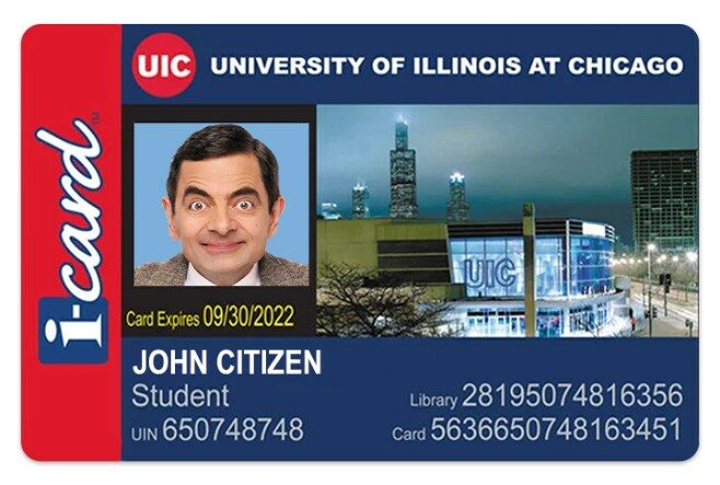 University of Illinois at Chicago Student ID template in PSD format