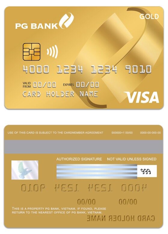Vietnam PG Bank visa credit gold card template in PSD format