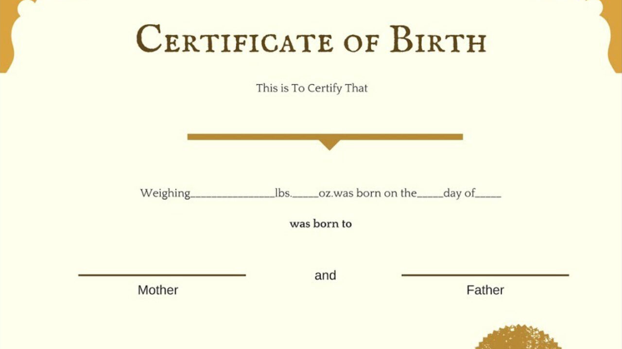 Birth certification template in PSD format