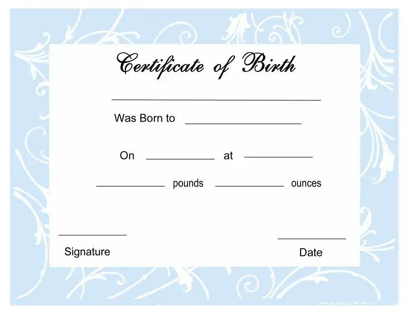 Certificate of birth template in PSD format