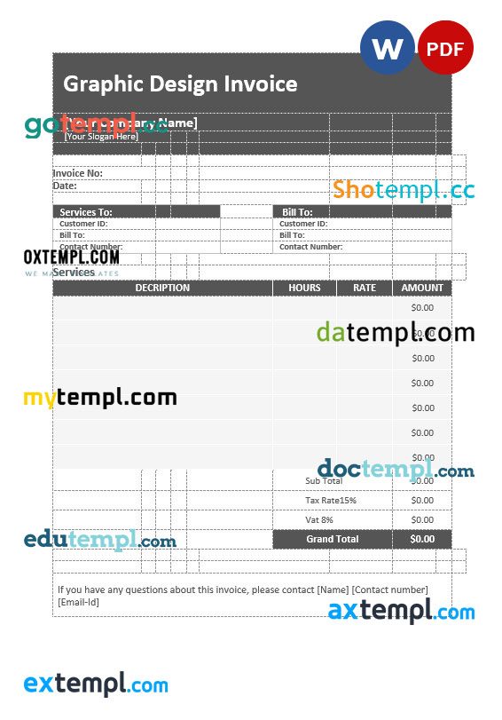 Graphic design invoice example in word and pdf format