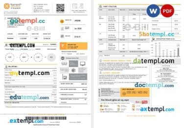 India torrent power business utility bill template in Word and PDF format