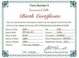 India Government of Dehli birth certificate template in PSD format
