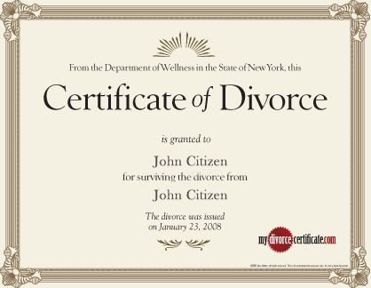 New York Department wellness divorce certificate template in PSD format