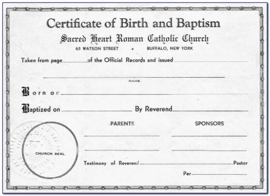 New York Sacred Heart catholic church birth certificate template in PSD format