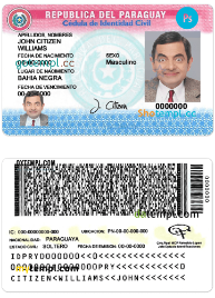 Paraguayan ID card PSD example, completely editable