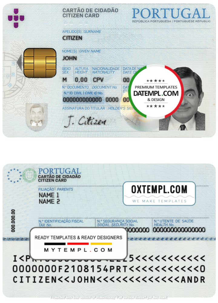 Portuguese ID example in PSD format