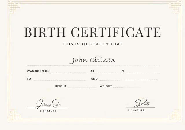 UAE birth certificate template in PSD format