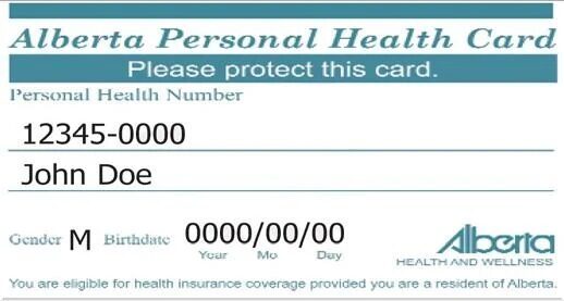 Alberta health insurance card template in PSD format