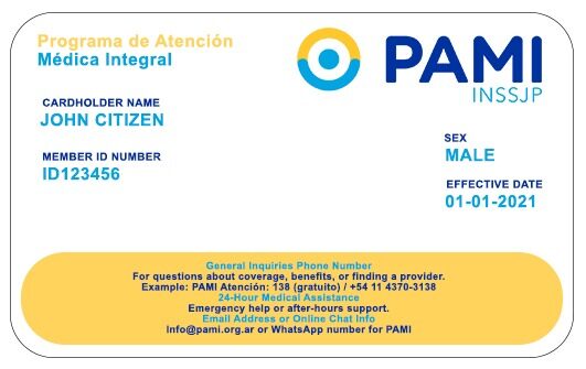 Argentina PAMI health insurance card template in PSD format